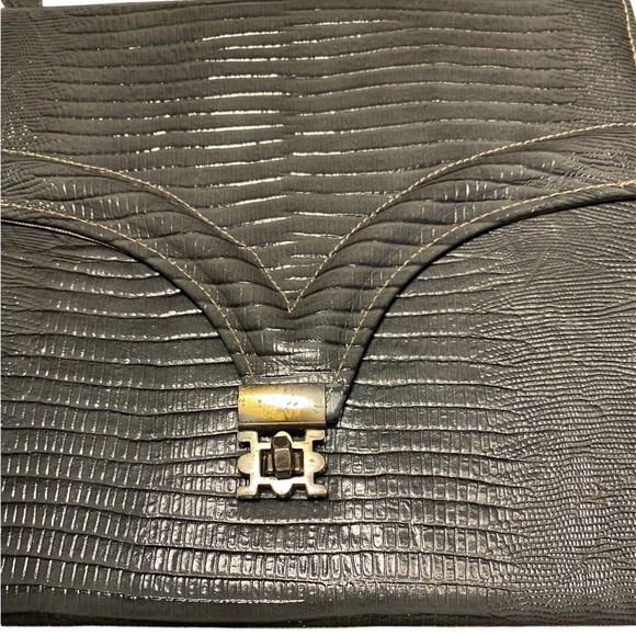 Vintage 50s 60s Triangle New York Grey Lizard Alligator Handbag Purse - Picture 6 of 14